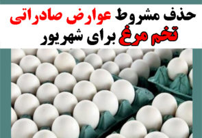 حذف‌مشروط‌عوارض صادراتی تخم مرغ برای شهریور