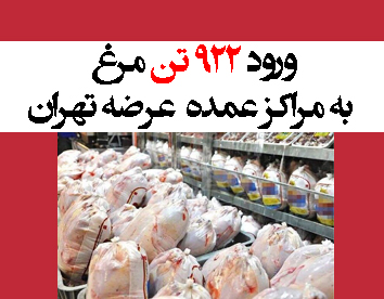 ورود ۹۲۲ تن مرغ به مراکز عمده عرضه تهران